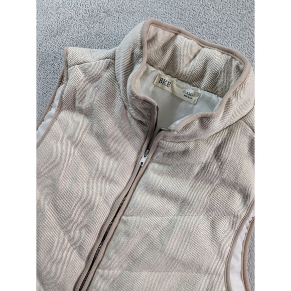 BKE Jackets & Blazers - BKE Womens XL Quilted Herringbone Vest Cream Tan Full Zip Puffer